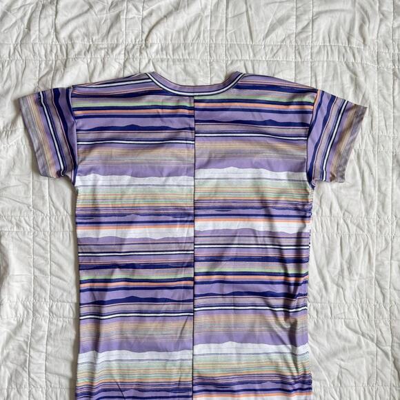 Purple striped short sleeve midi dress columbia sportswear girls sz 14/16 summer - Picture 6 of 8